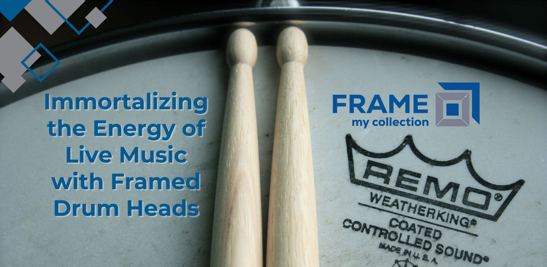 drum heads and drumsticks with text