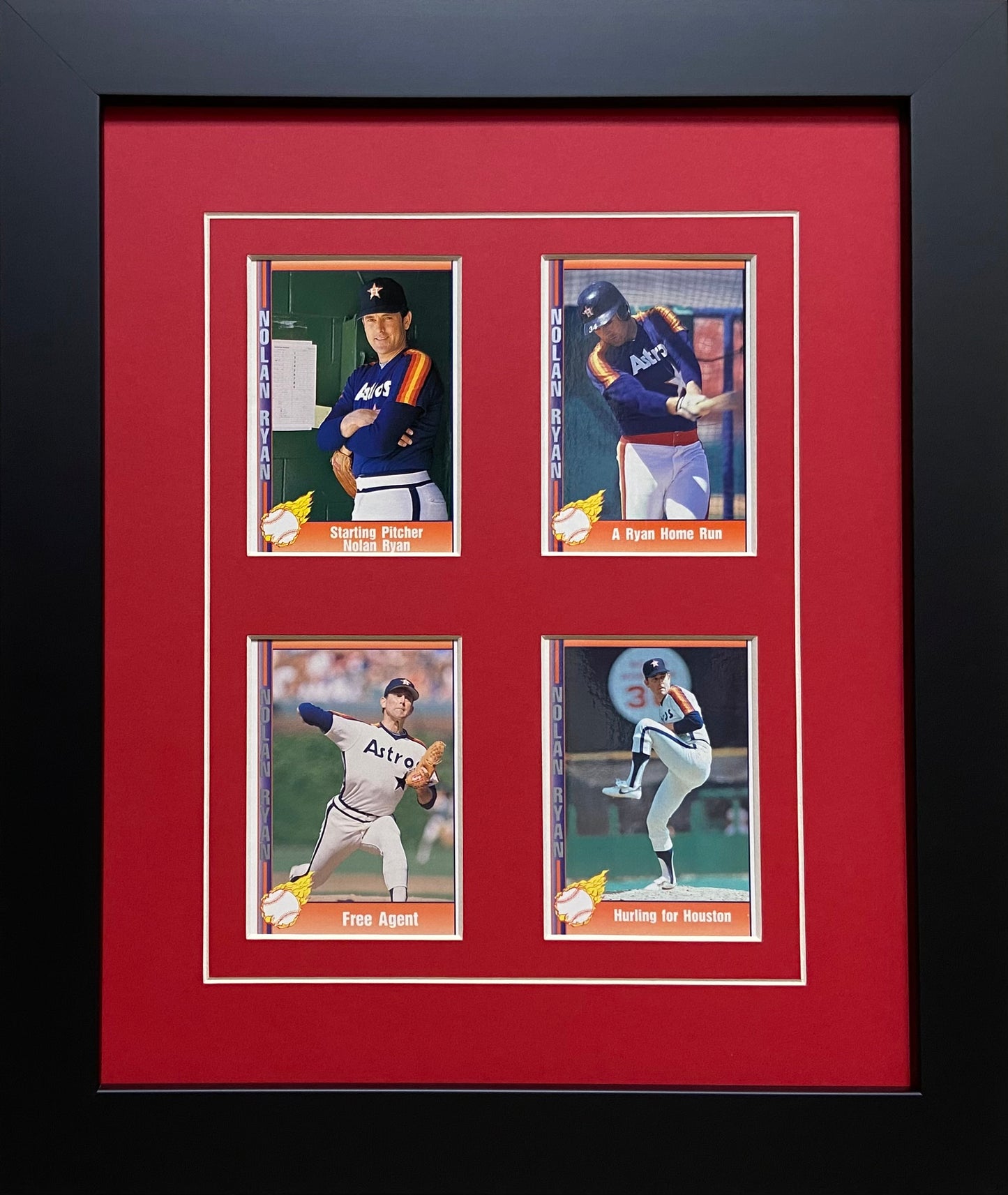four trading card frame red-white mat black frame