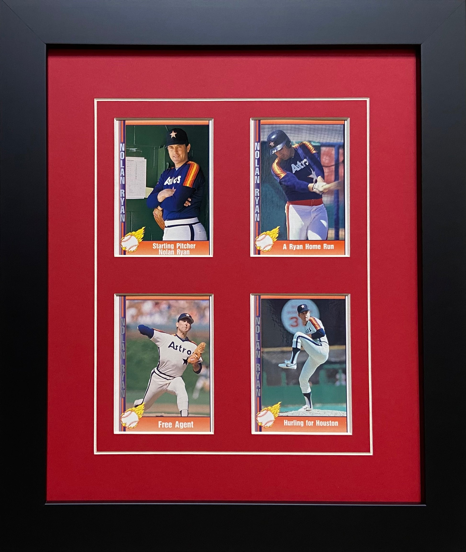 four trading card frame red-white mat black frame
