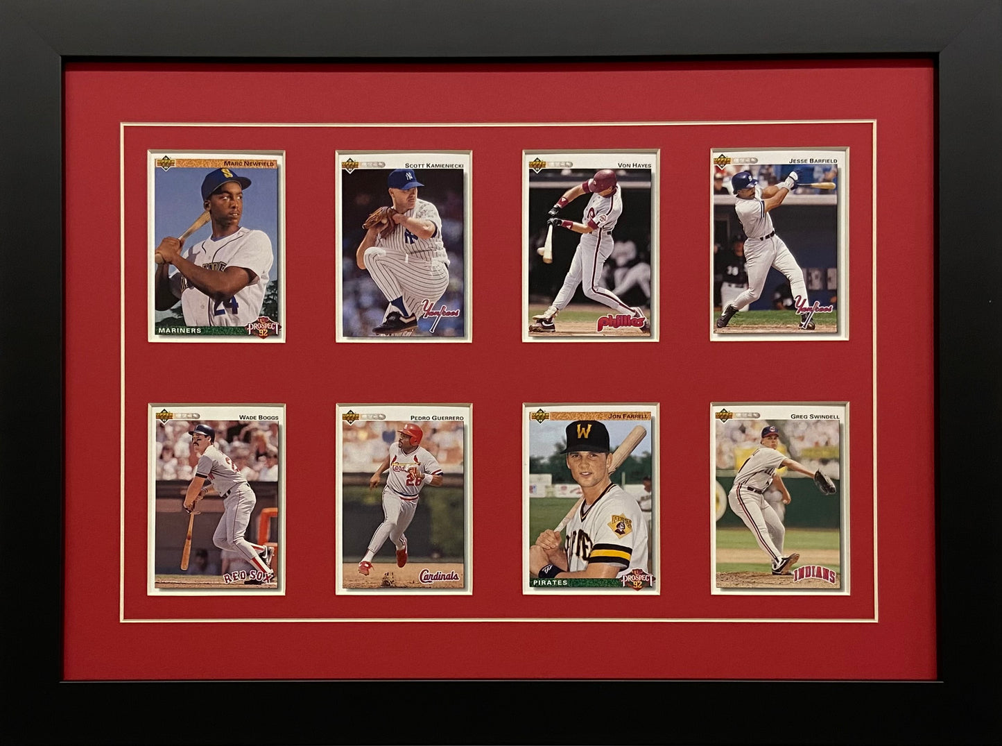 eight trading card frame red-white mat black frame