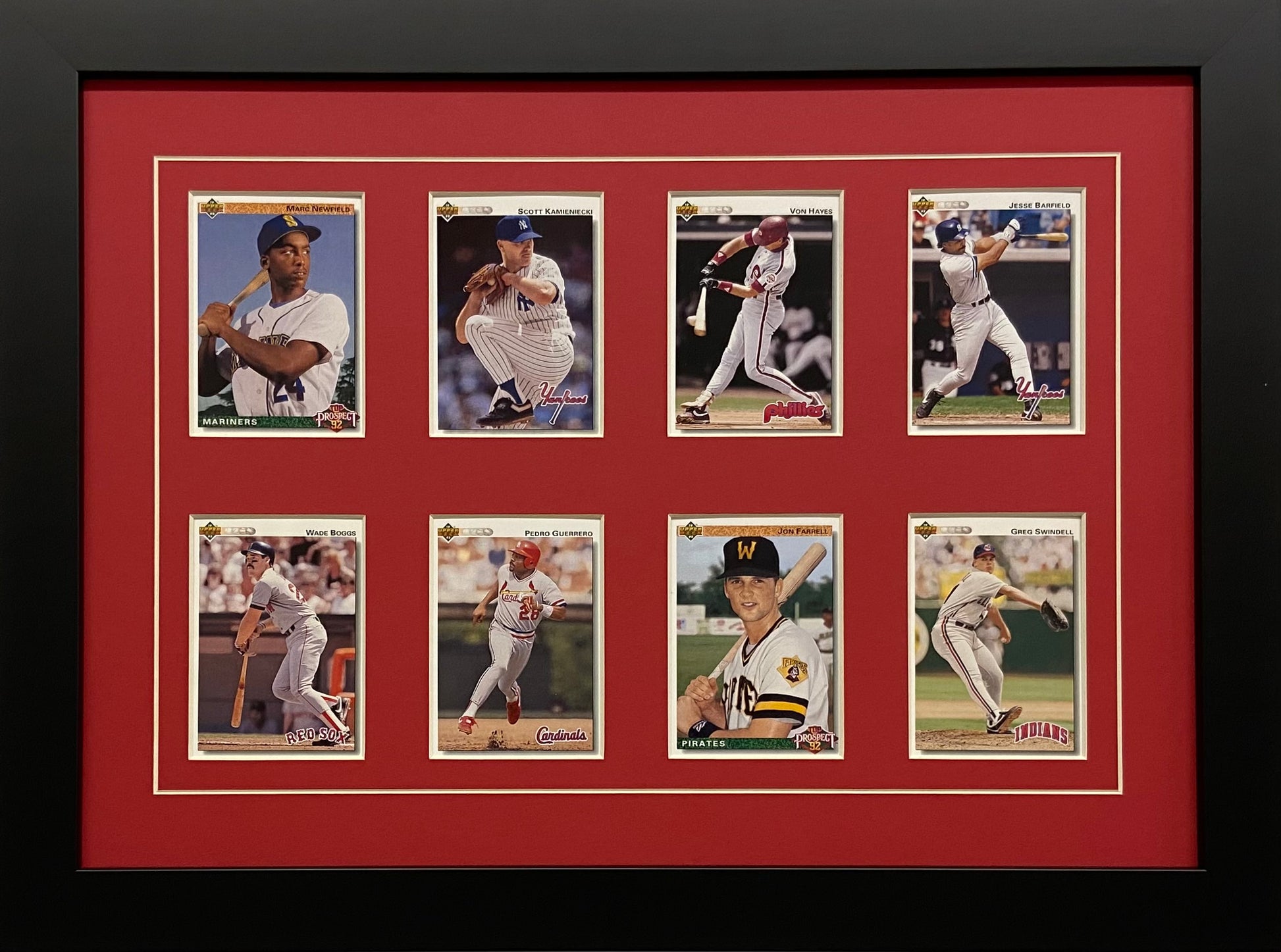 eight trading card frame red-white mat black frame