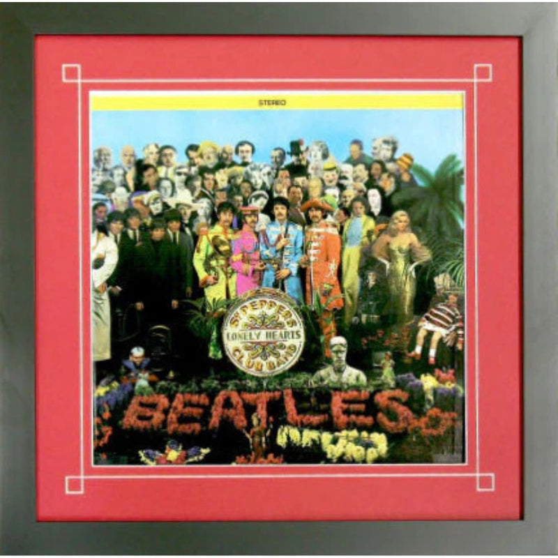 12" LP record album frame for sleeve with red mat black frame