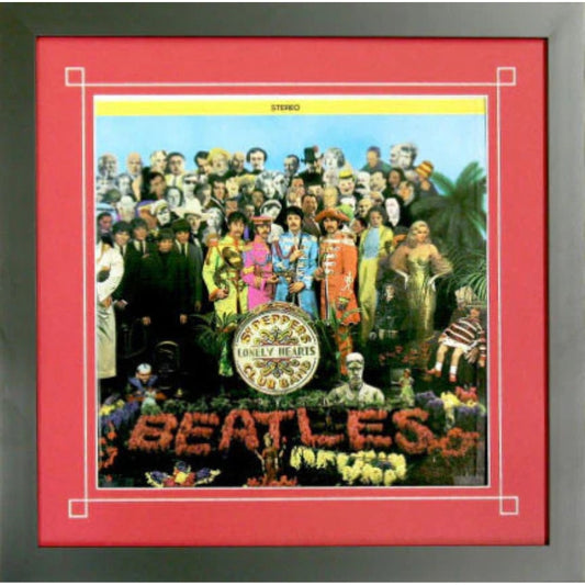 12" LP record album frame for sleeve with red mat black frame