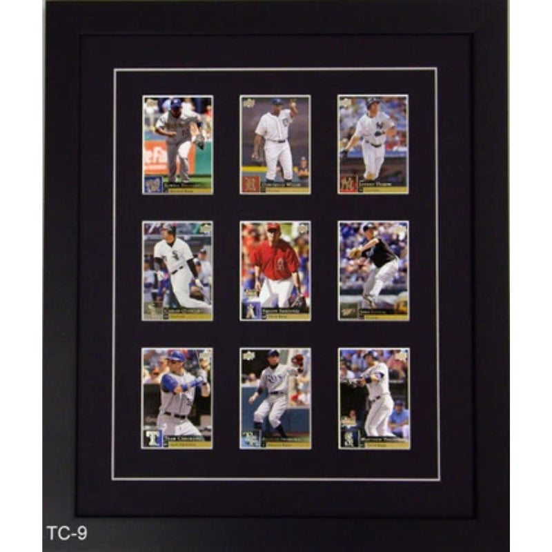 nine trading card frame black-white mat black frame