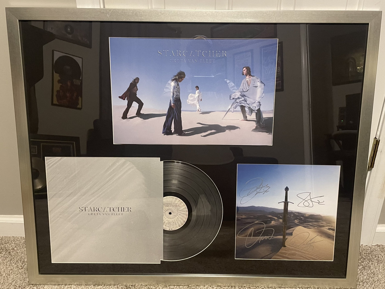 custom album and autographs in silver frame