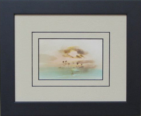 Single Postcard Frame tan-black mat black frame