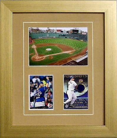 Two Trading Card Frame with Photo brown-white mat gold frame