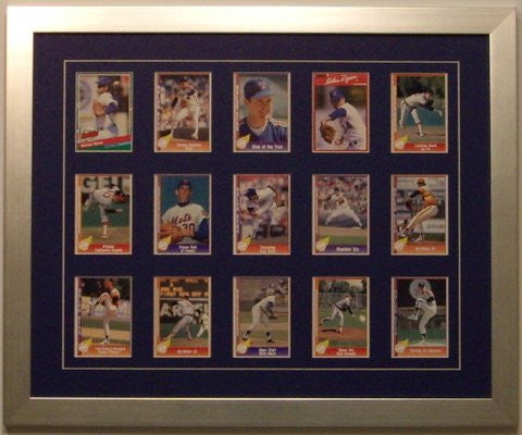 Fifteen Trading Card Frame navy blue-white mat silver frame