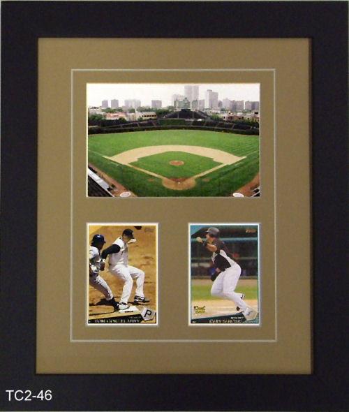 Two Trading Card Frame with Photo brown-white mat black frame