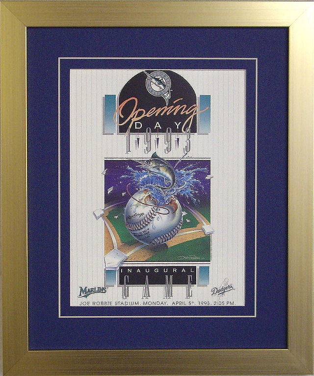 Sports Program Frame & Magazine Frame dark blue-white mat gold frame