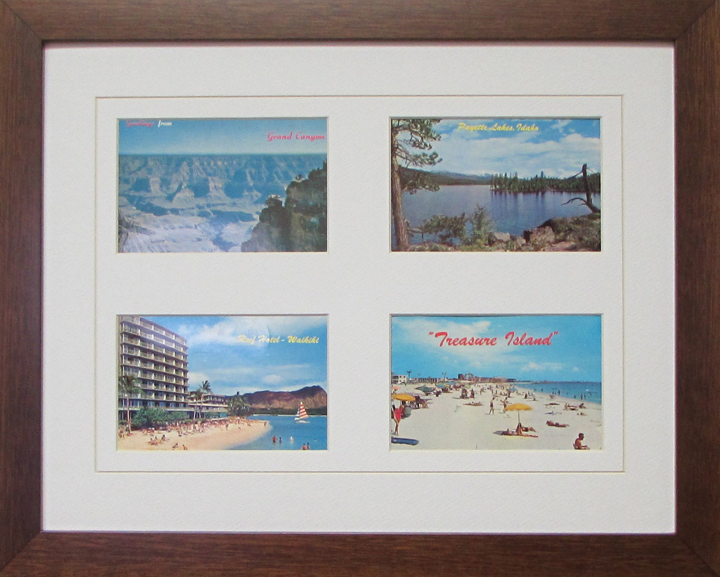 Four Postcard Frame white-white mat walnut frame