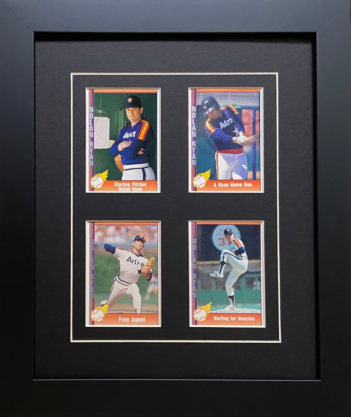 four trading card frame black-white mat black frame