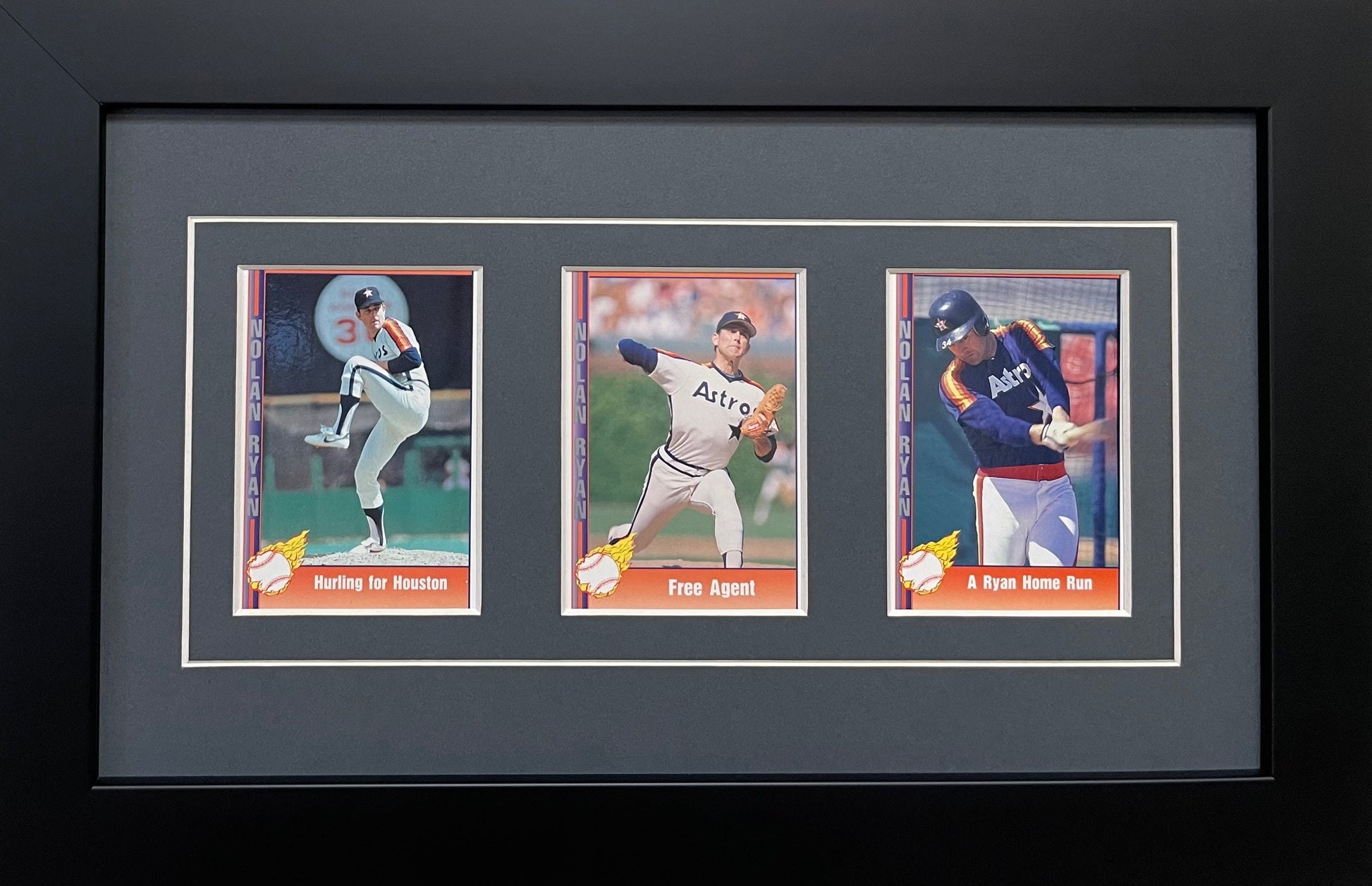 Three Trading Card Frame grey-white mat black frame