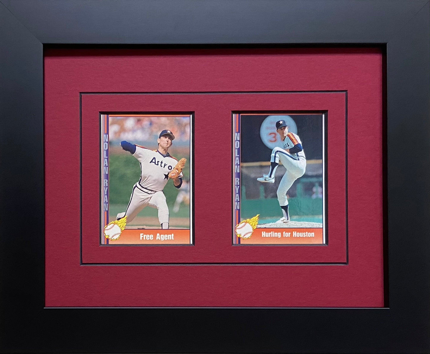 two trading card frame red-black mat black frame