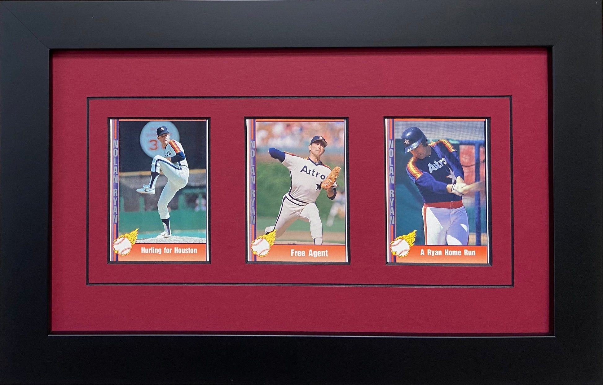 Three Trading Card Frame red-black mat black frame