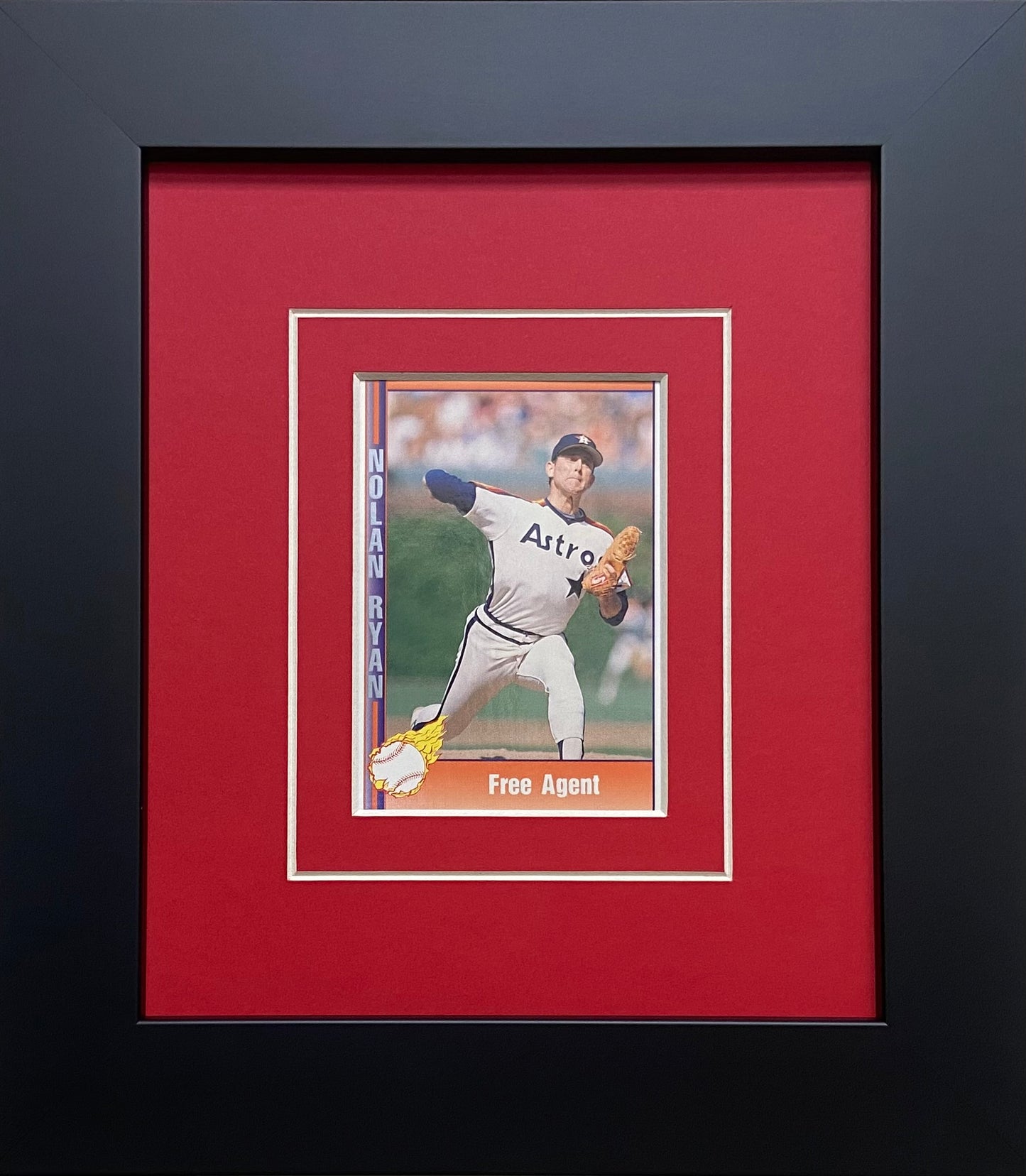 single trading card frame red-white mat black frame