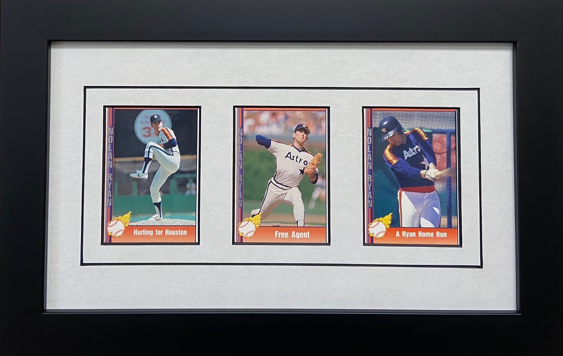 Three Trading Card Frame white-black mat black frame