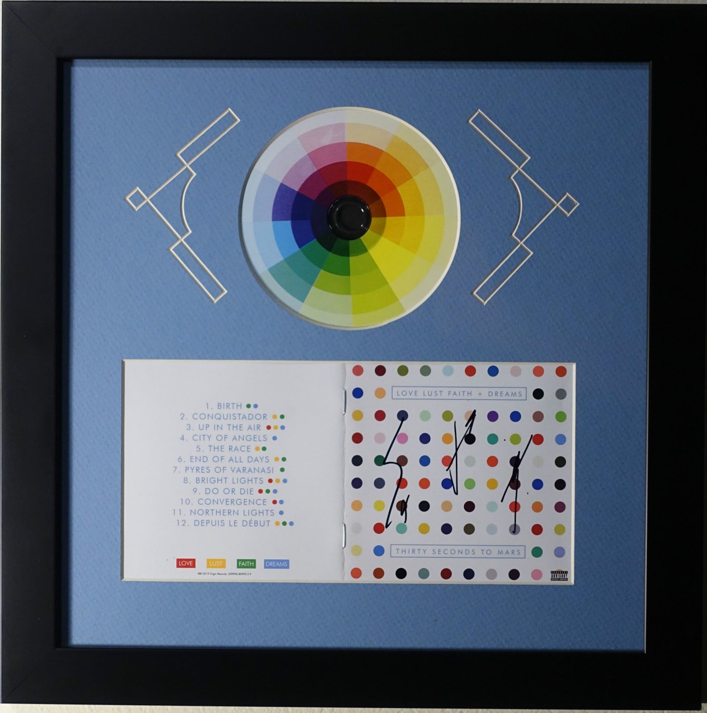 CD Frame with Double Insert / Booklet blue mat black frame