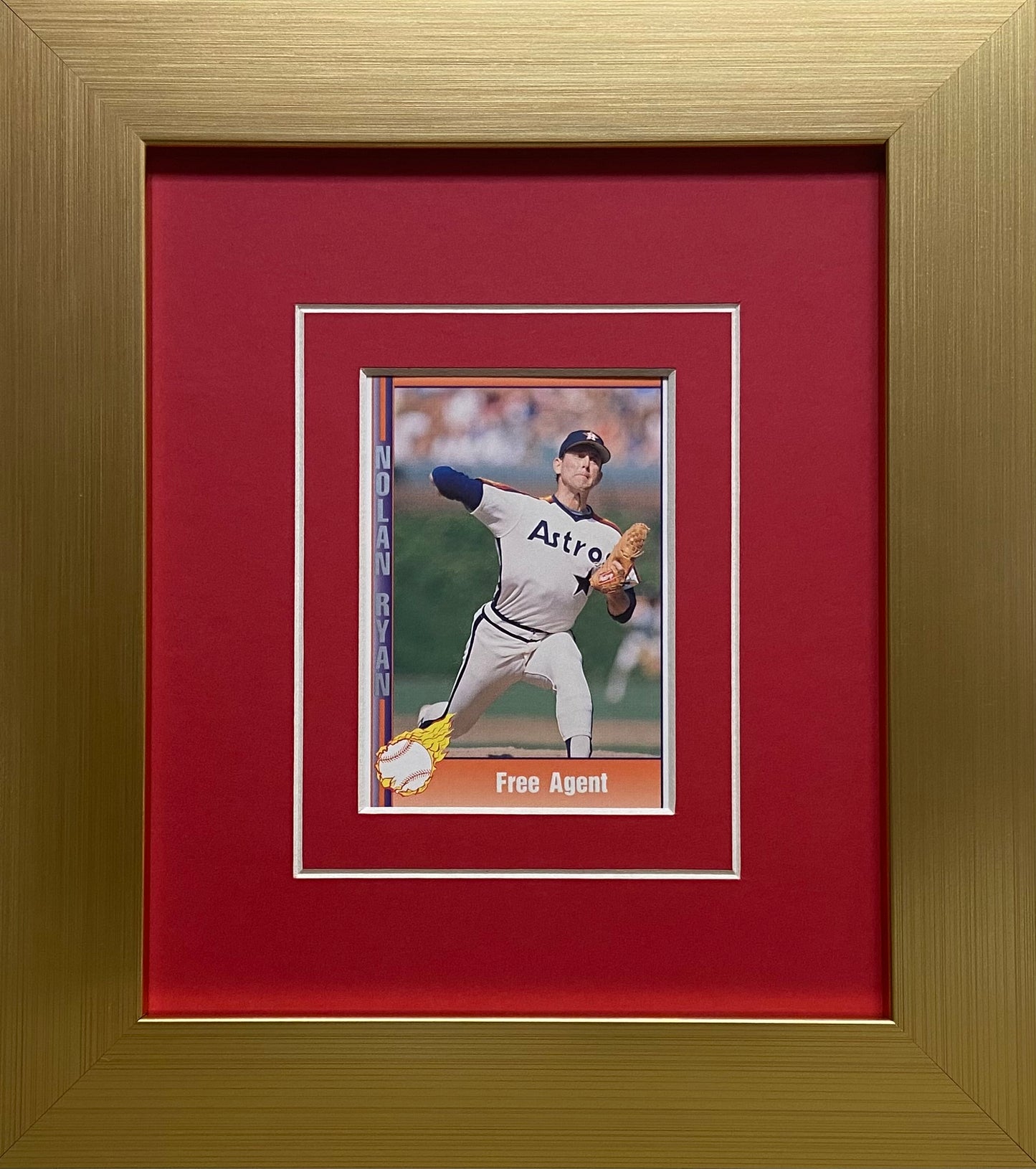 single trading card frame red-white mat gold frame