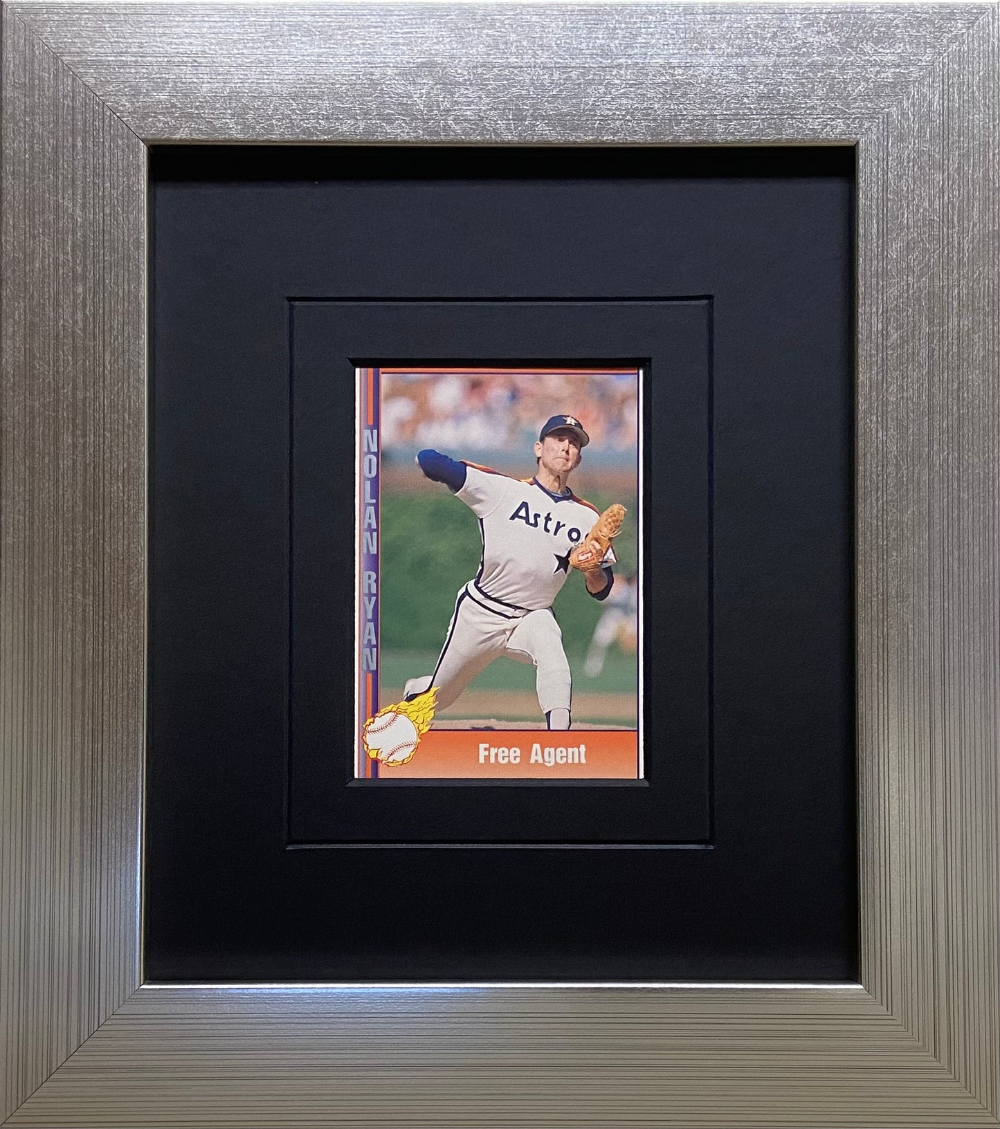 single trading card frame black-black mat silver frame