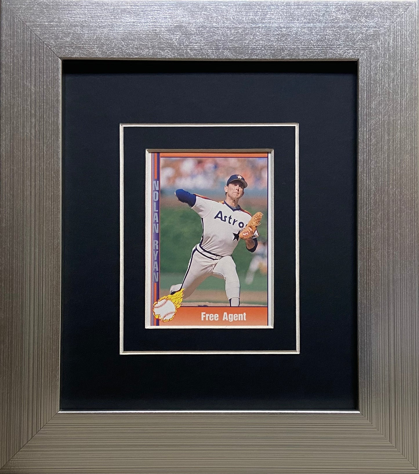 single trading card frame black-white mat silver frame