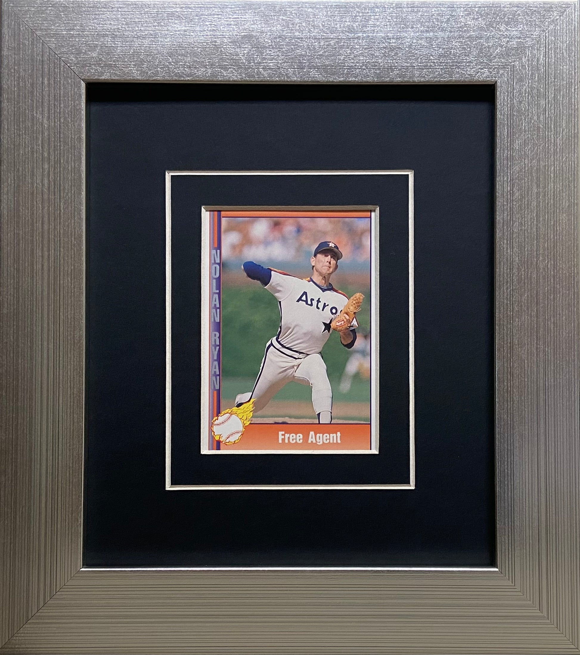 single trading card frame black-white mat silver frame