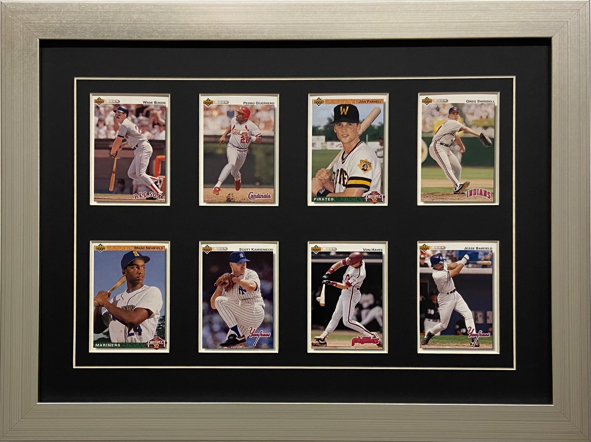 eight trading card frame black-white mat silver frame