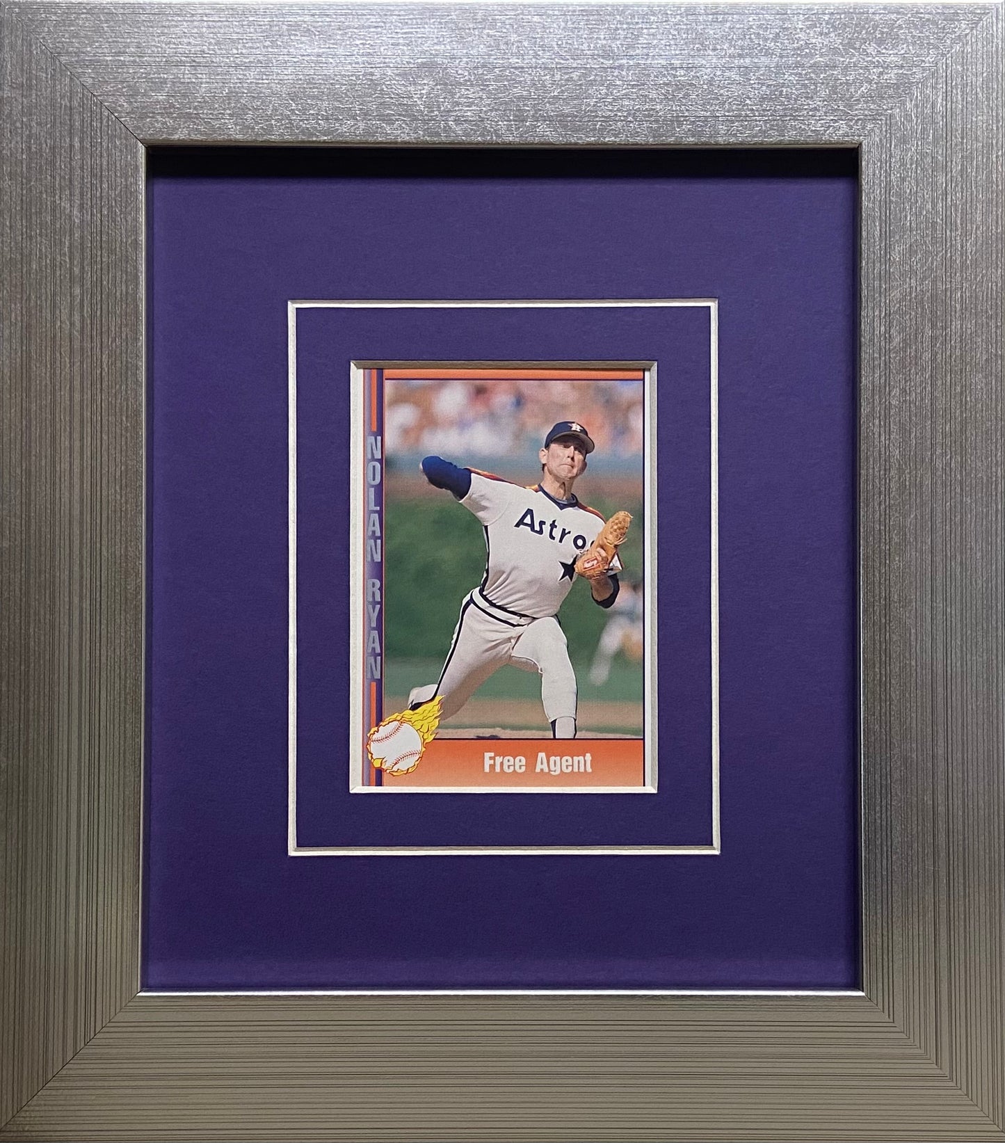 single trading card frame purple-white mat silver frame