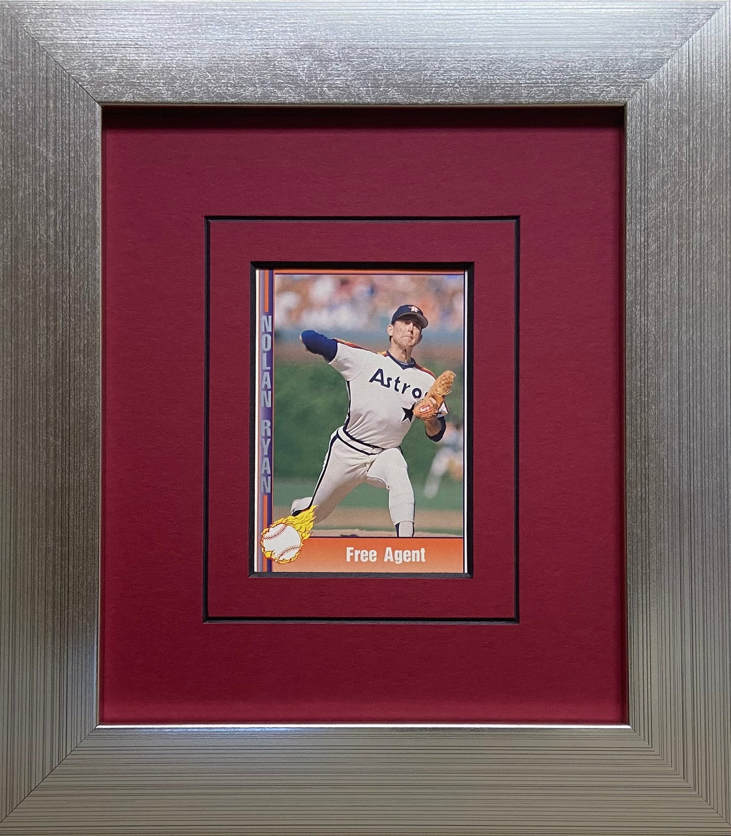 single trading card frame red-black mat silver frame
