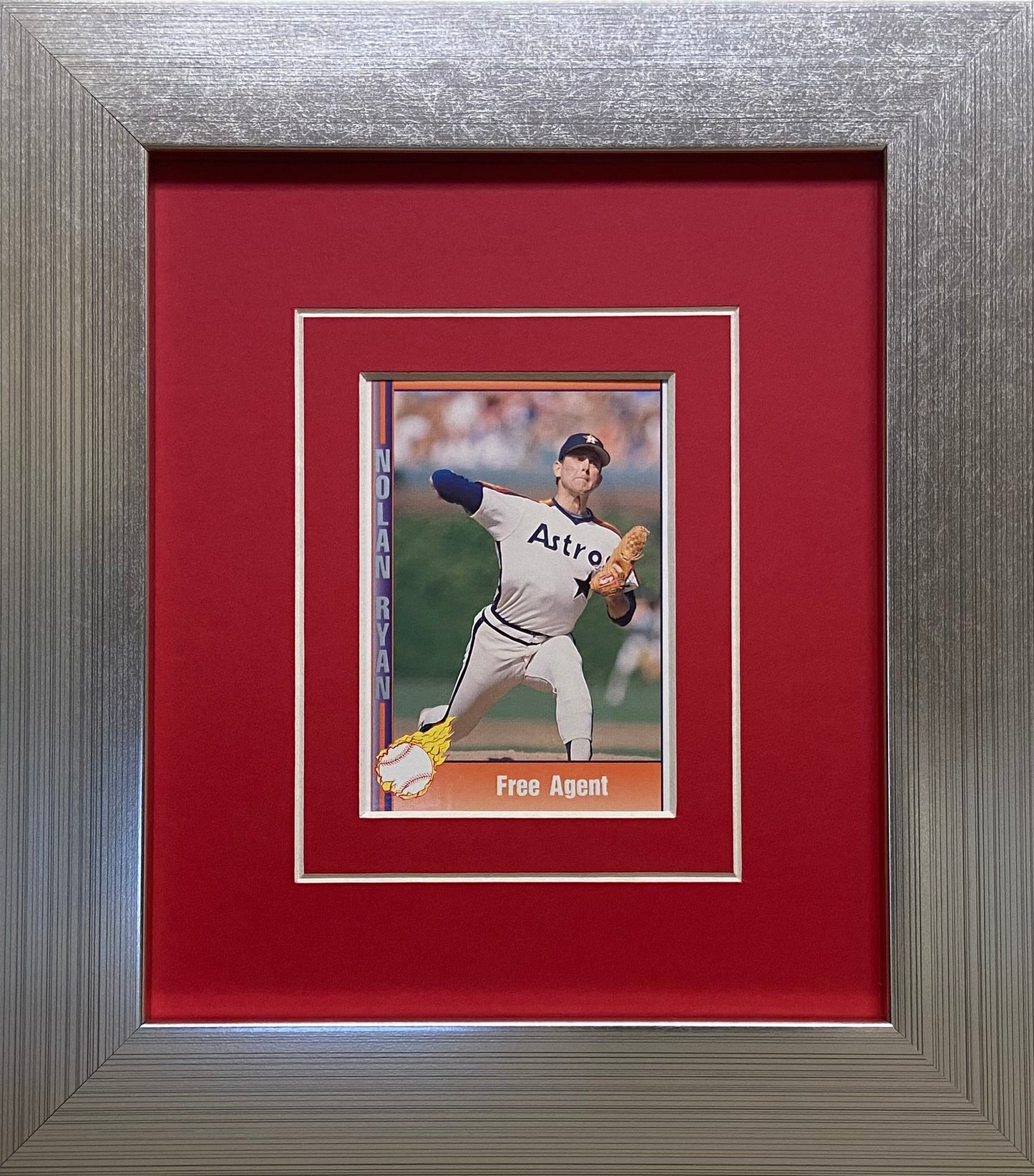 single trading card frame red-white mat silver frame