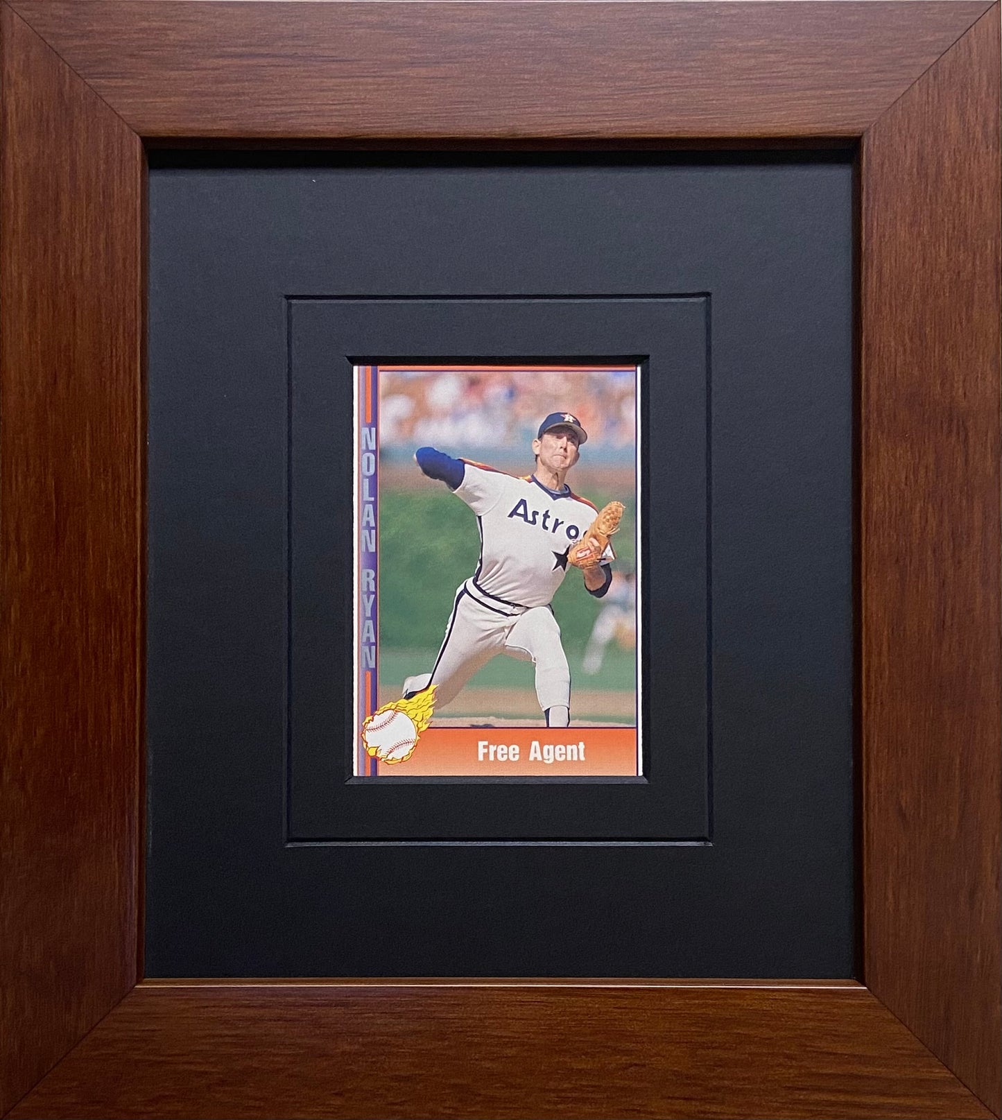 single trading card frame black-black mat walnut frame