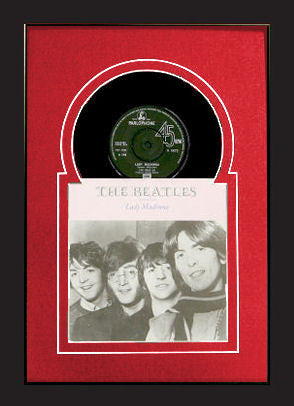 7" 45 Vinyl Record Frame with Sleeve, Jukebox Style red-white mat black frame