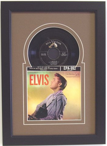 7" 45 Vinyl Record Frame with Sleeve, Jukebox Style brown-white mat black frame