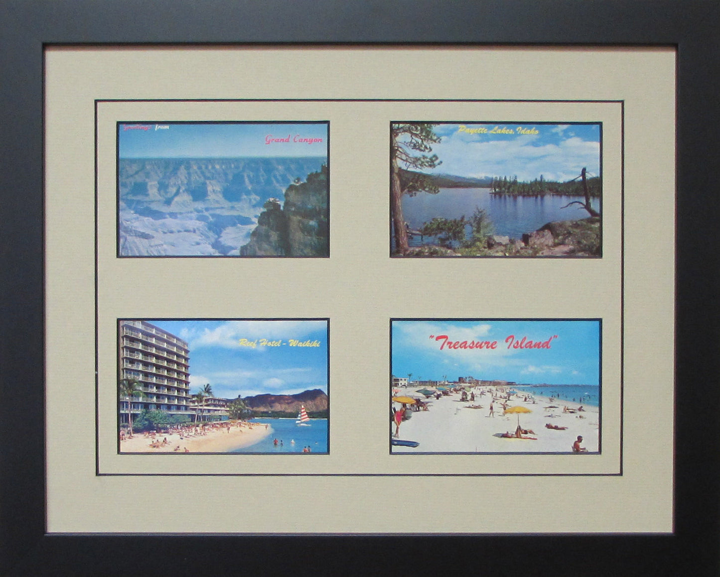 Four Postcard Frame white-black mat black frame