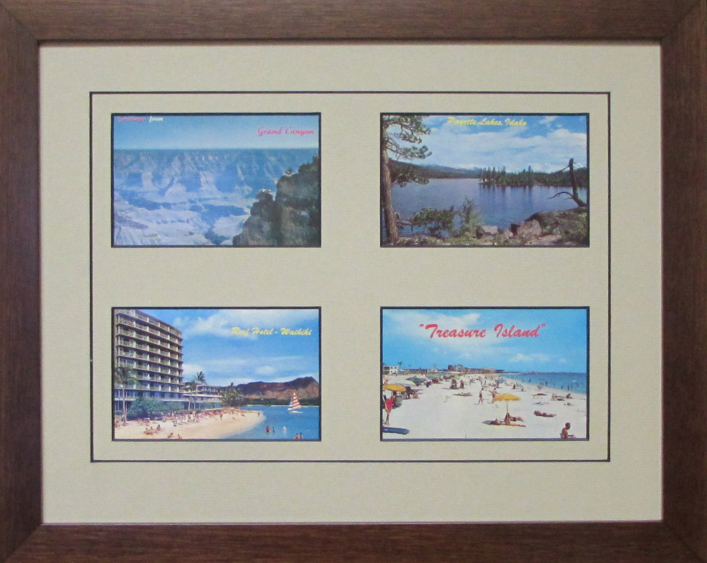 Four Postcard Frame white-black mat walnut frame