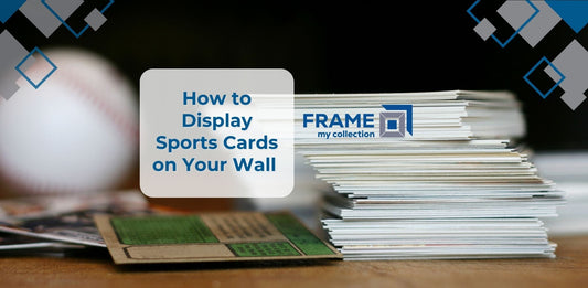 stack of sports cards waiting to be framed with a baseball in the background