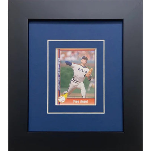 single trading card frame blue-white mat black frame
