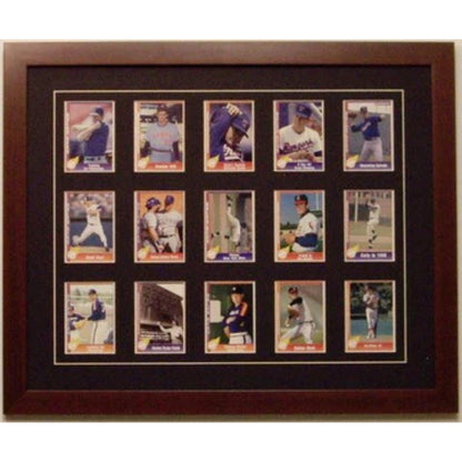 fifteen trading card frame black-white mat walnut frame