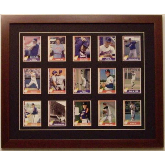 fifteen trading card frame black-white mat walnut frame
