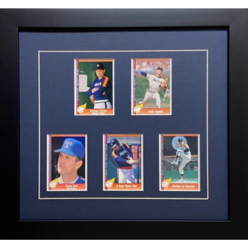 five trading card frame blue-white mat black frame