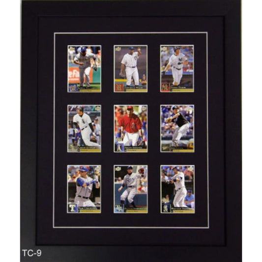 nine trading card frame black-white mat black frame