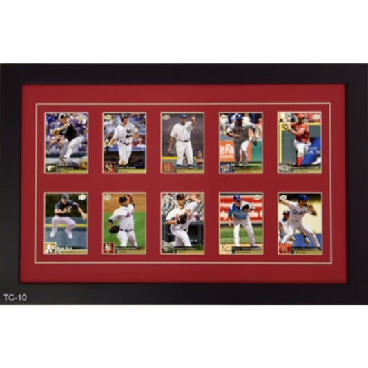 ten trading card frame red-white mat black frame 