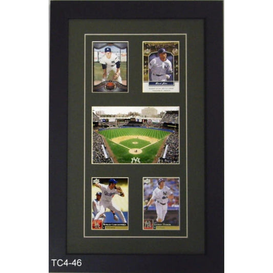four trading card frame with photo green-white mat black frame