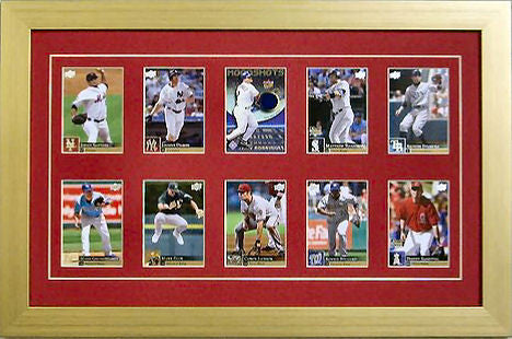 Ten Trading Card Frame red-white mat gold frame 