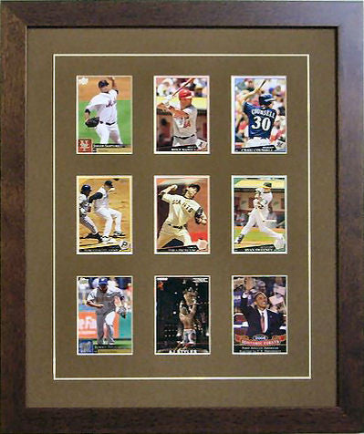 Nine Trading Card Frame brown-white walnut frame